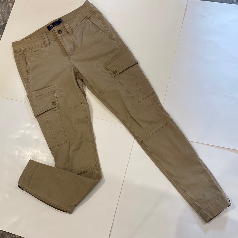 RALPH LAUREN KAKI CARGO PANT SIZE 2 UTILITY RN 41381